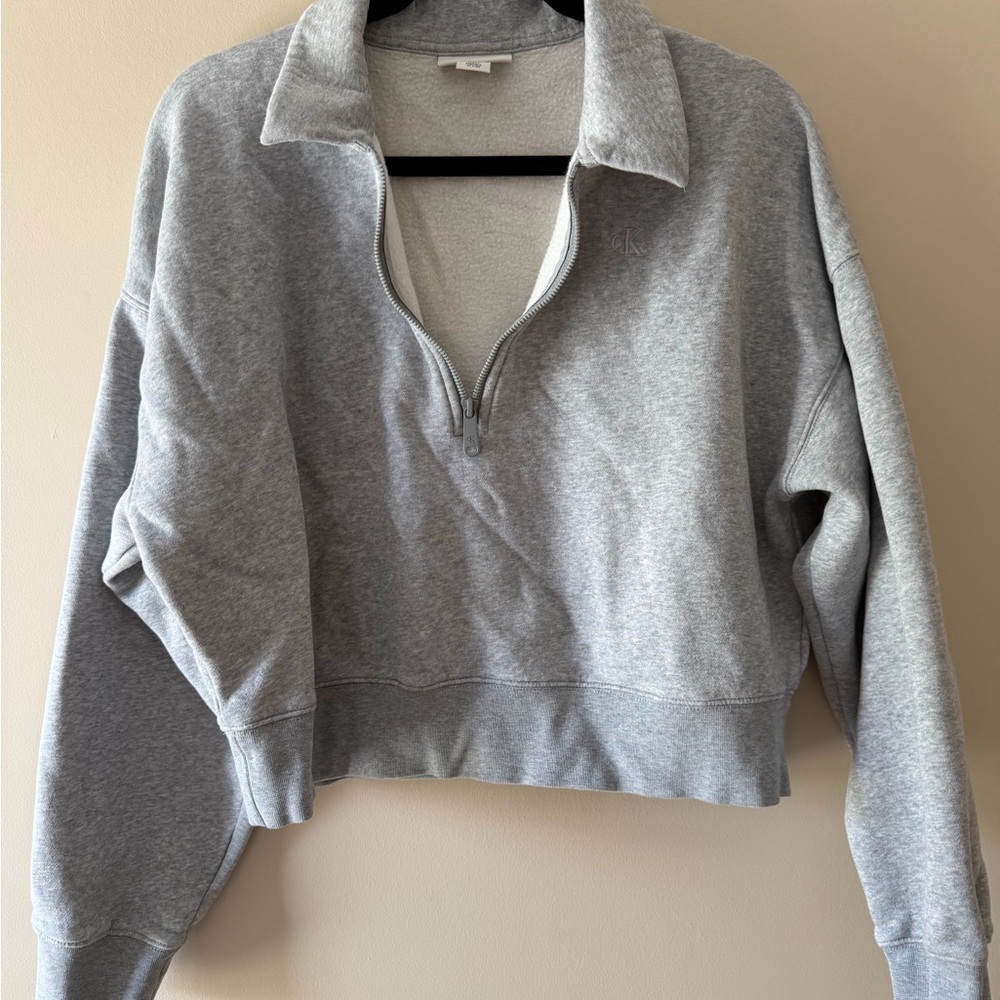 Calvin Klein Jeans Light Gray Quarter-Zip Pullover